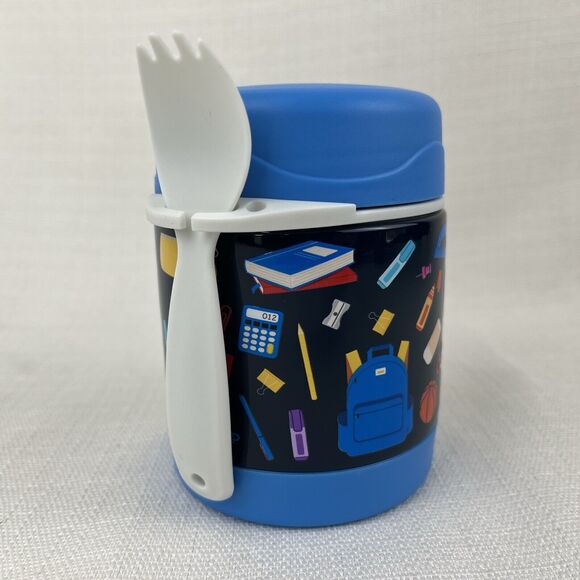 Quaker Oats Thermal Food Jar‎ Lunch Box Companion Spork Blue School New! - Picture 2 of 8